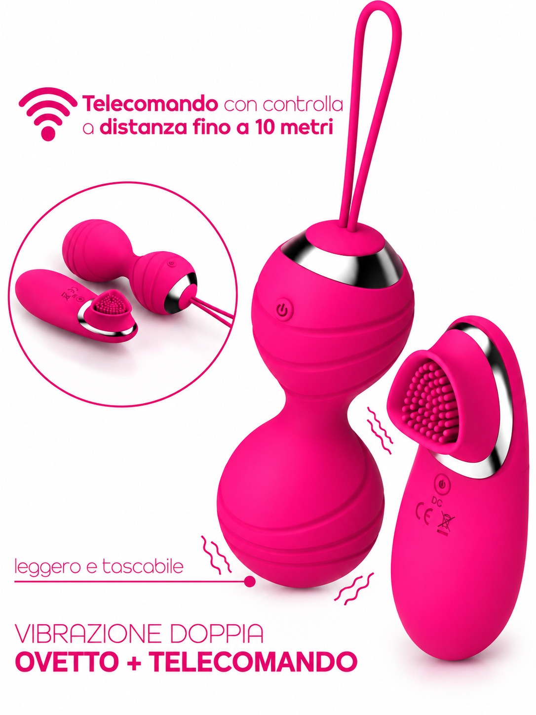Bola de Kegel Vibradora con Doble Estimulación y Control Remoto