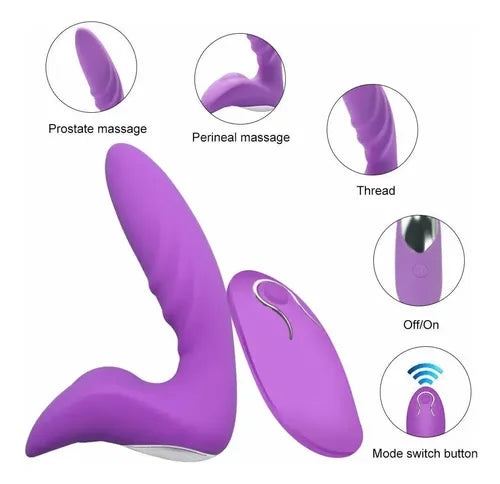 Masajeador de Próstata Anal con Control Remoto y 12 Modos de Vibración