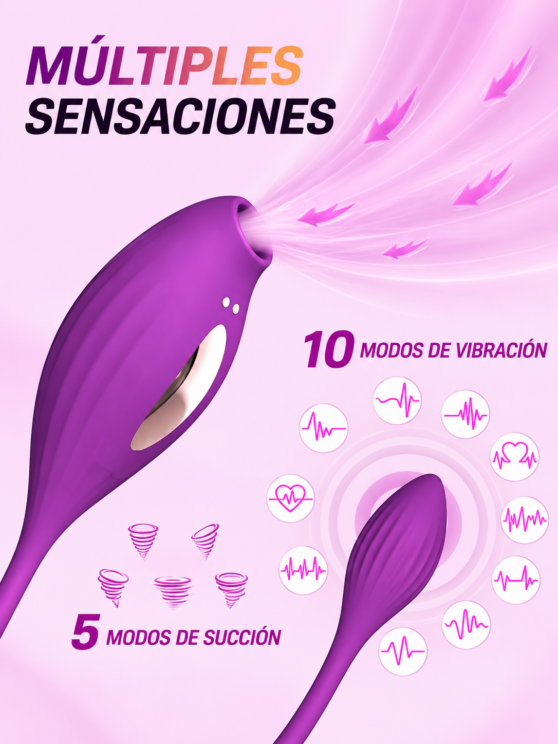 Vibrador Punto G 10 Vibraciones y 5 Modos de Succión