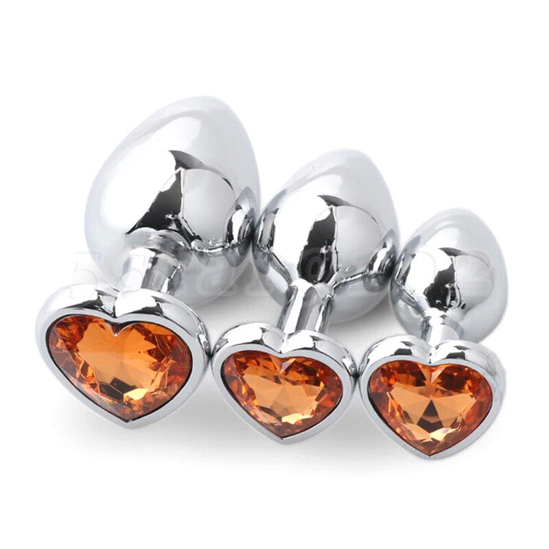 Plug Anal de Acero Quirúrgico con Joya en Forma de Corazón – 3 Tamaños