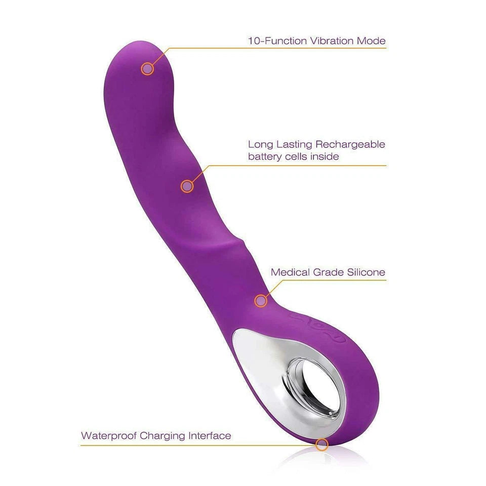 Vibrador Punto G de Silicona Recargable USB — 10 Modos de Vibración