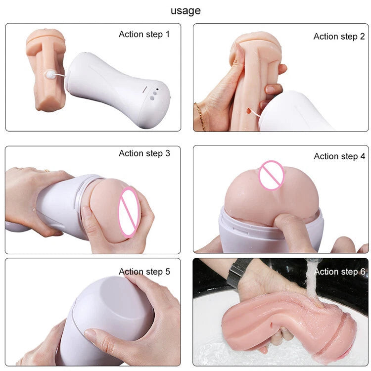 Shequi Masturbador Masculino con Vibración y Gemidos Integrados – Recargable USB