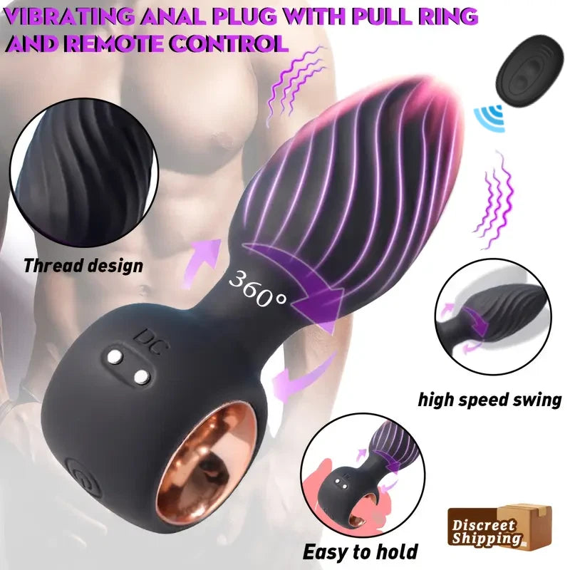 Plug Anal Giratorio 360° con Control Remoto y Vibración Multifrecuencia